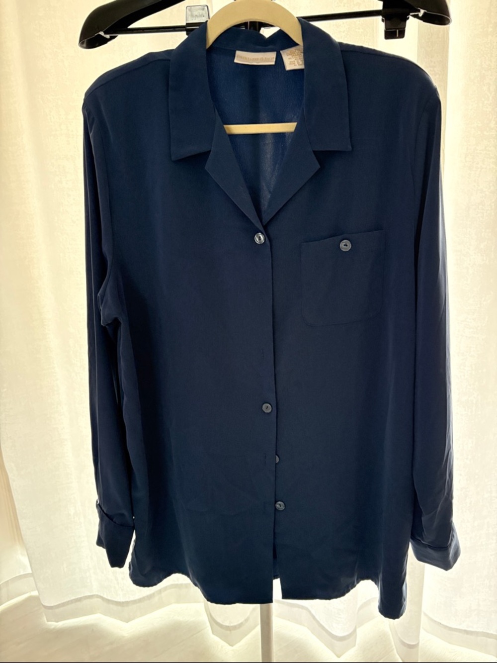 Christie & Jill Classic Royal Blue Button-Up Blouse